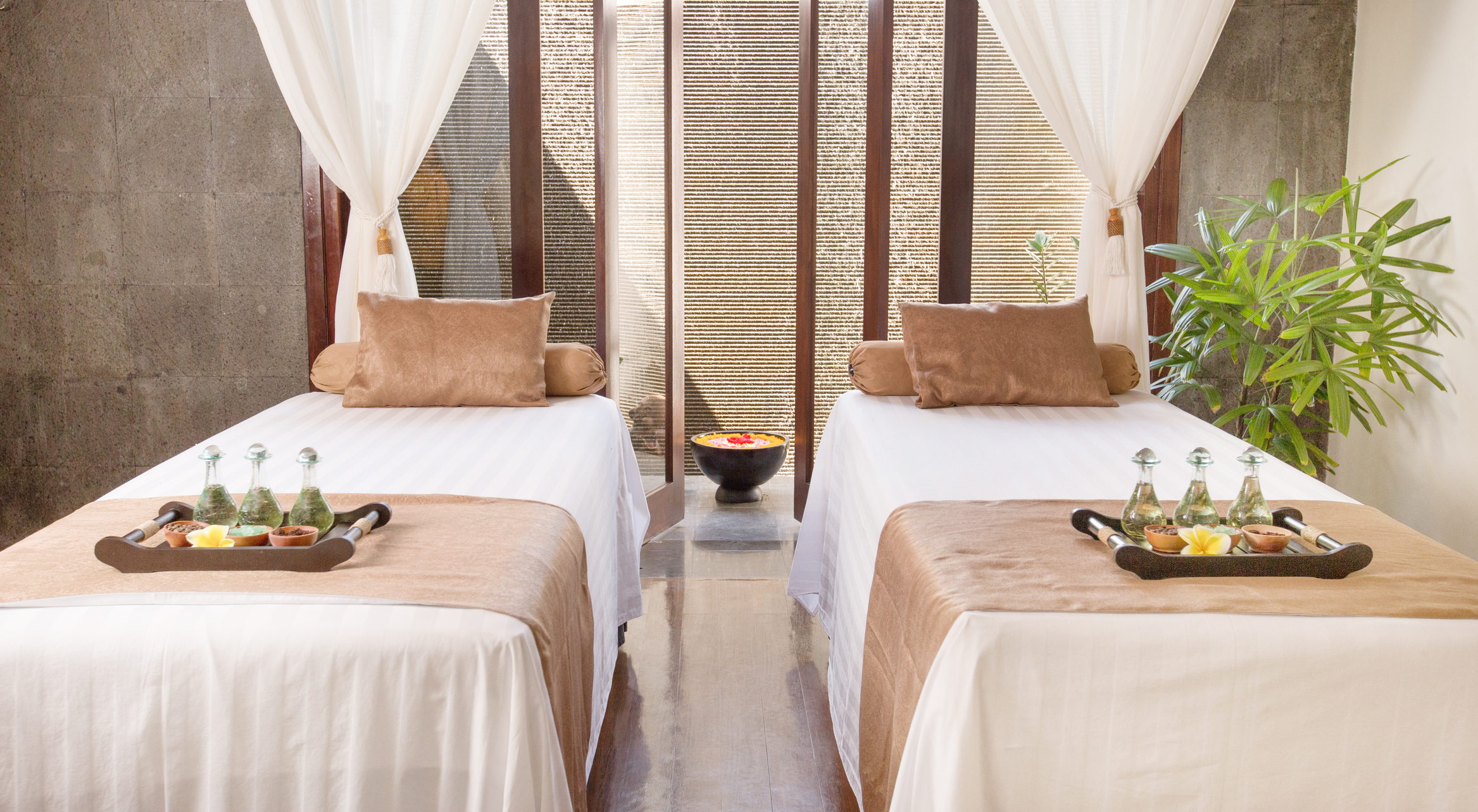 Interior of massage room in spa salon